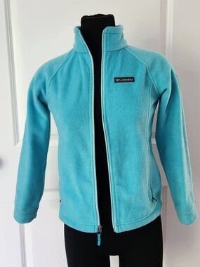 Columbia Girls' Benton Springs Full Zip Fleece Jacket - Aqua Blue- Size: Med